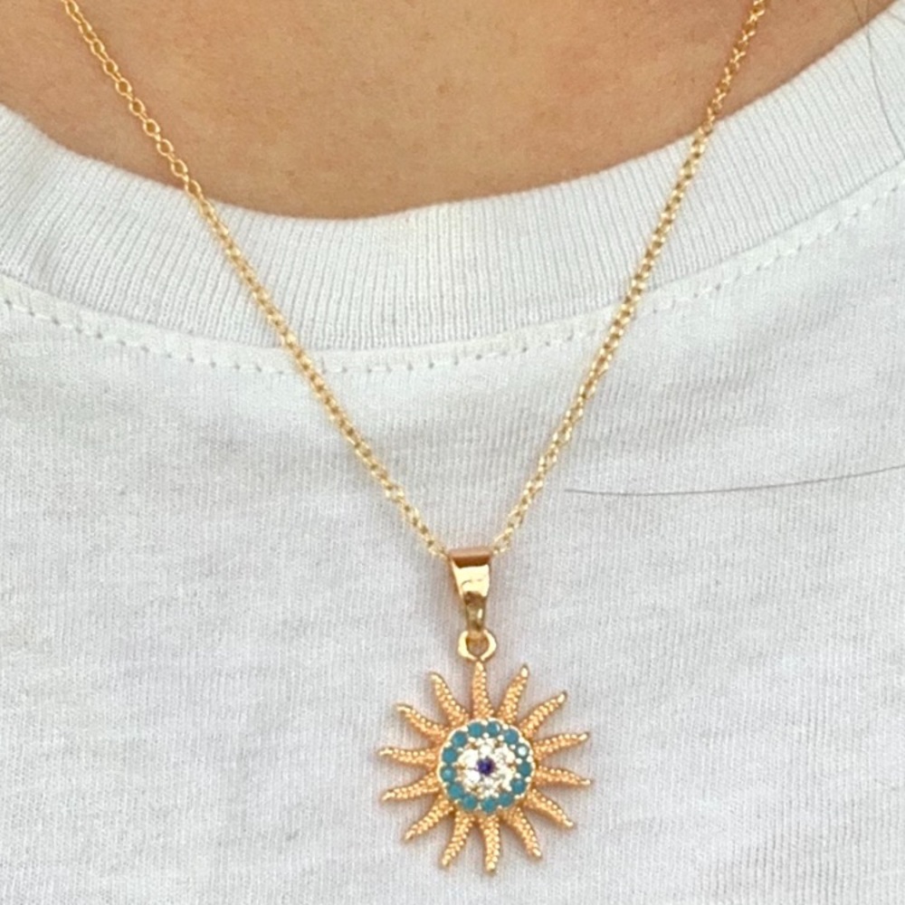 Gold filled sun burst necklace